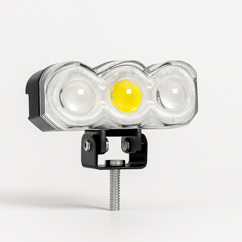 3 Lens RGB DRL Motorcycle Projector Fog Light – 40W Bi-Color | 12–80V