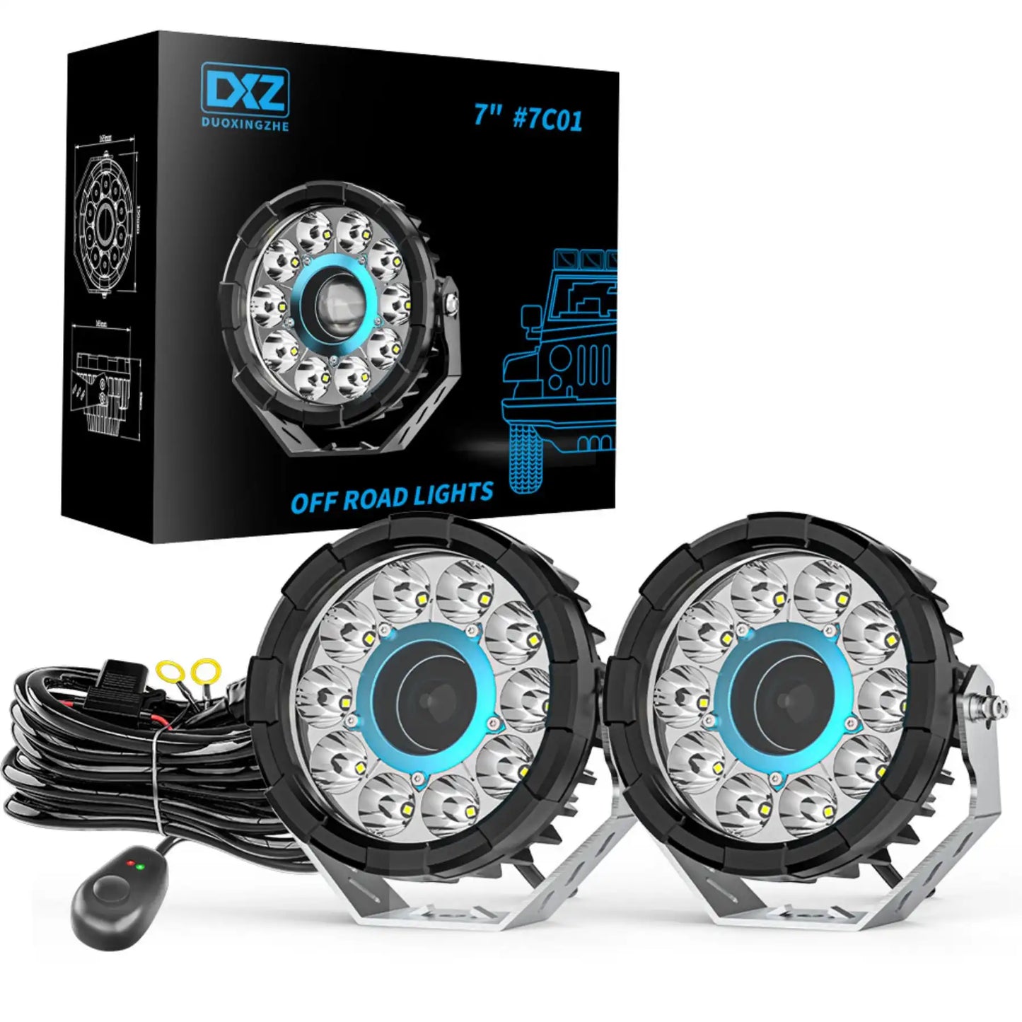 Round 7Inch Off-road Spotlight (2Pcs set)