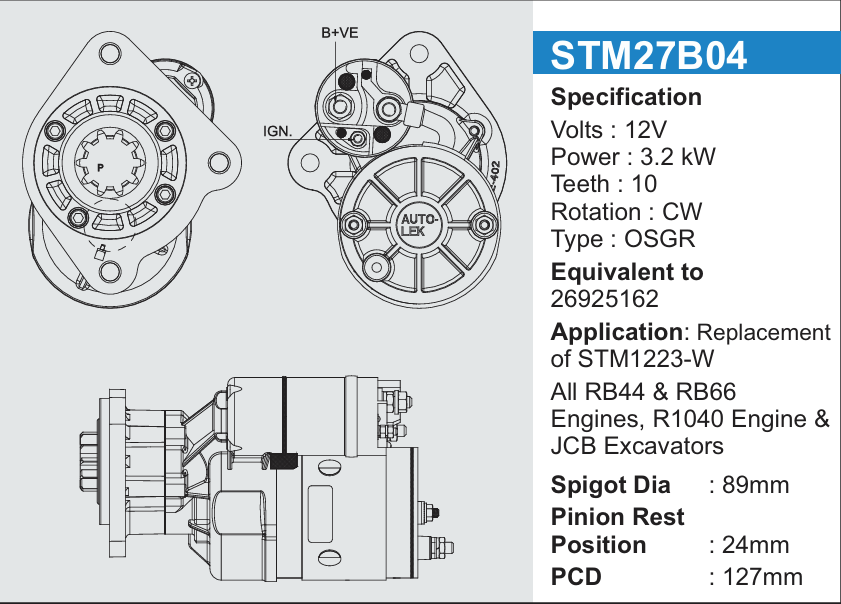 Starter Mortor Tractor (self) (1Pcs)