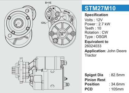 Starter Mortor Tractor (self) (1Pcs)