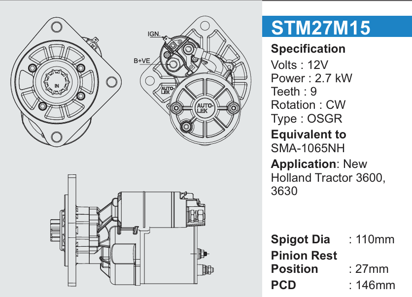 Starter Mortor Tractor (self) (1Pcs)