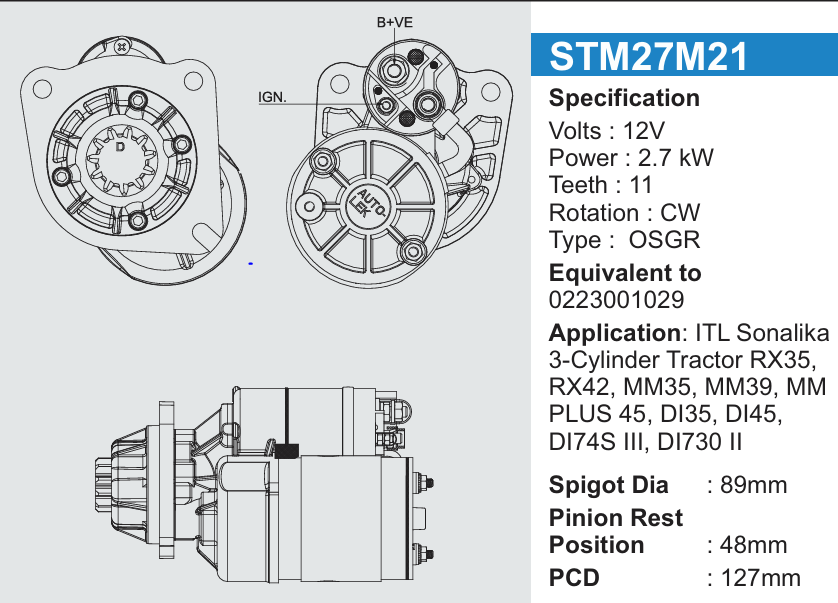 Starter Mortor Tractor (self) (1Pcs)