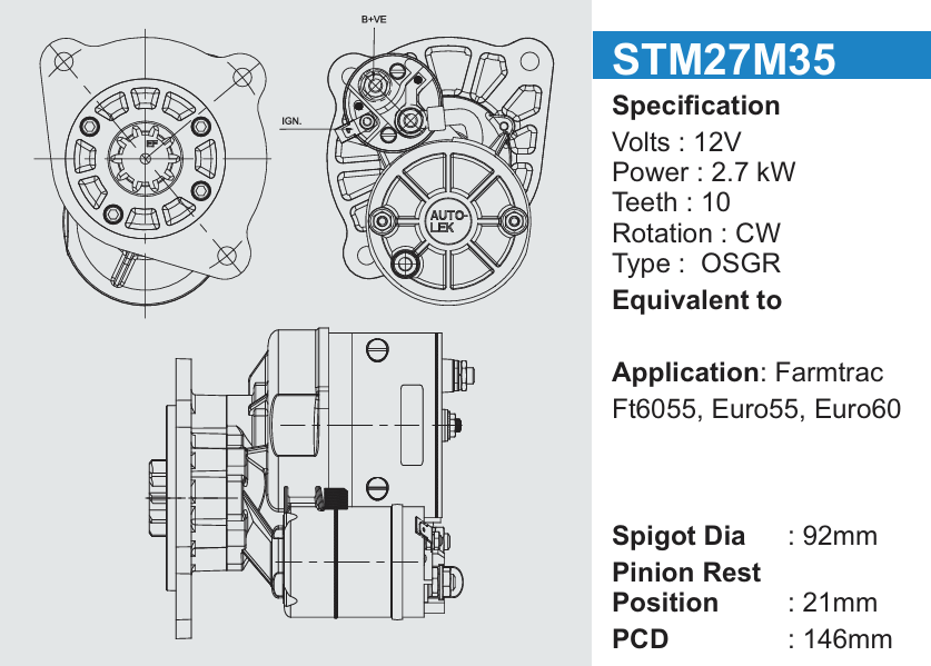 Starter Mortor Tractor (self) (1Pcs)