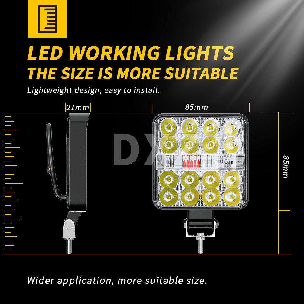 3 Inch Square Light With Red & Blue Flashing