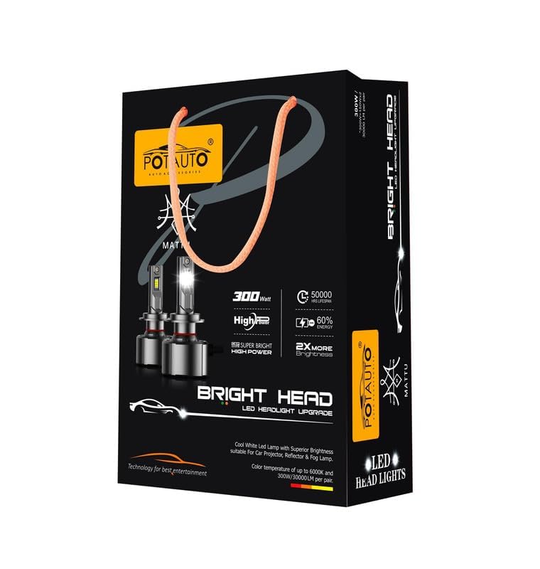 POTAUTO 300W LED Car Headlight Bulb (2Pcs set)