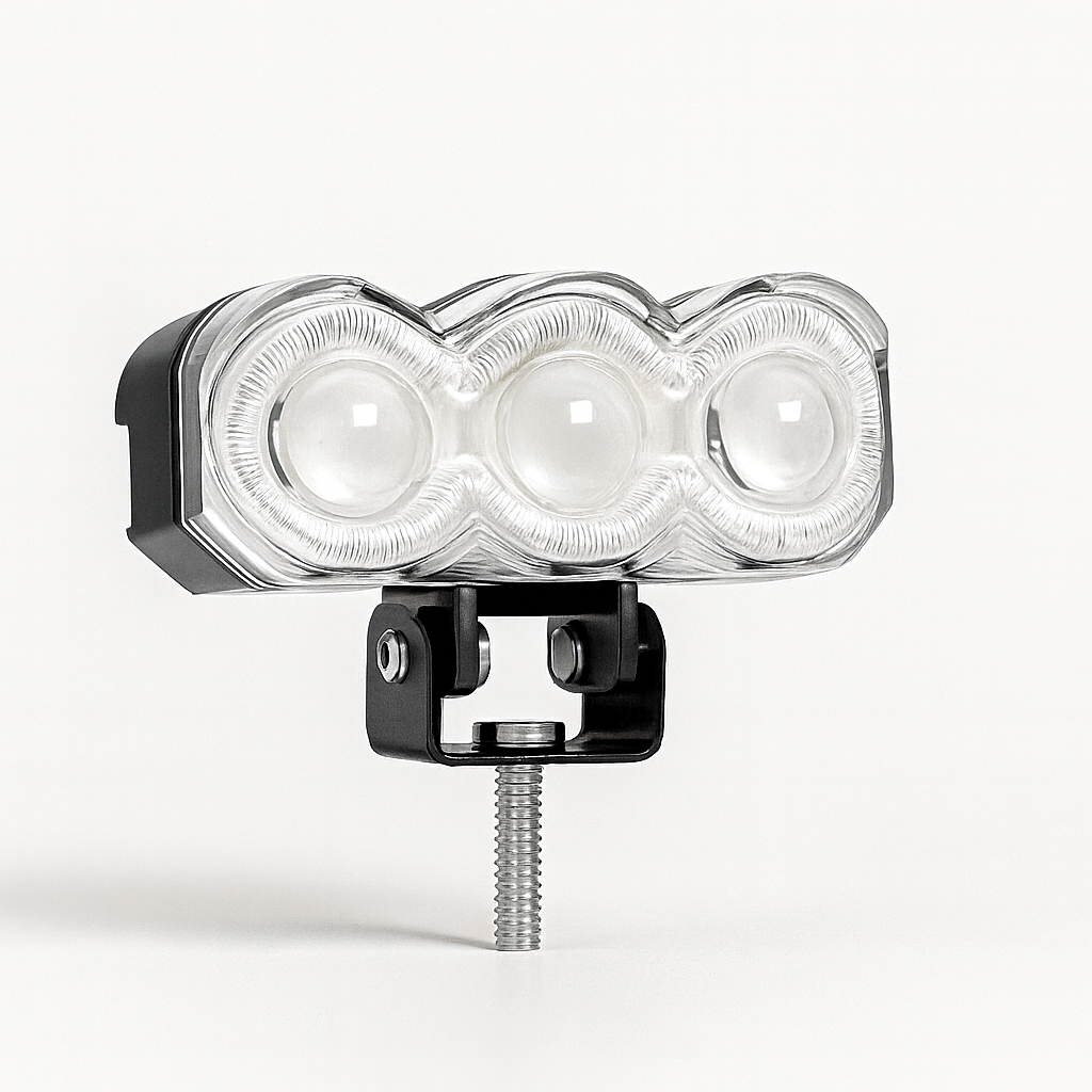 3 Lens RGB DRL Motorcycle Projector Fog Light – 40W Bi-Color | 12–80V