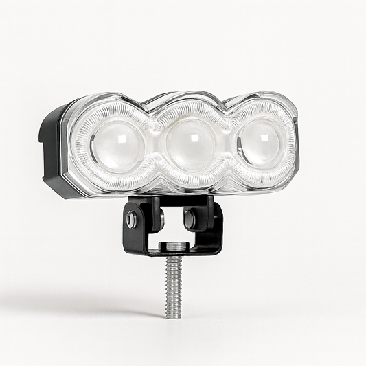 3 Lens RGB DRL Motorcycle Projector Fog Light – 40W Bi-Color | 12–80V