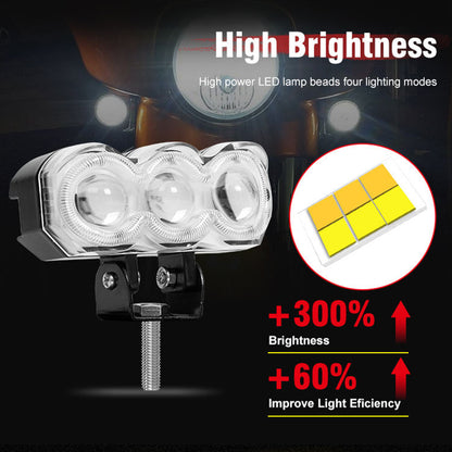 3 Lens RGB DRL Motorcycle Projector Fog Light – 40W Bi-Color | 12–80V