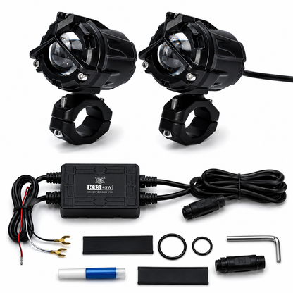 Ki Karry K93 45W Dual-Color Motorcycle Spotlights with Glowing Switch (1 Pair)
