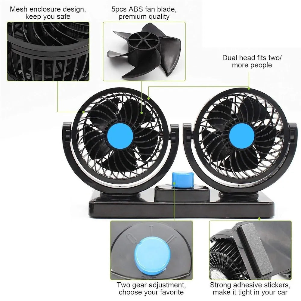 Dual Head Car Fan  (1Pcs)